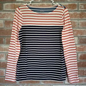 Boden Cotton Long Sleeve Tee Shirt Women’s Medium Striped Patriotic